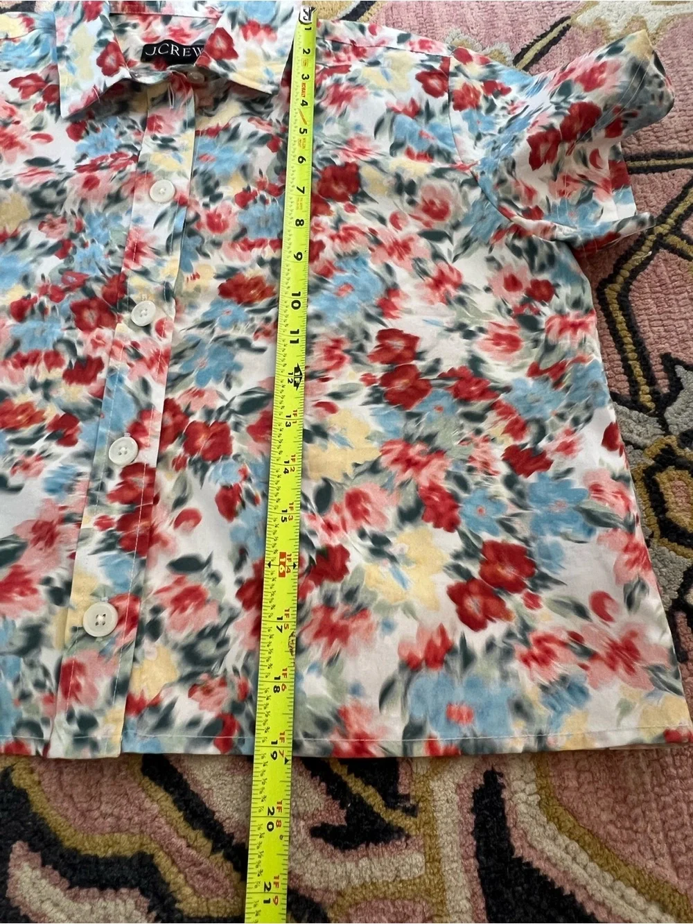 NWT J. Crew Floral Button-Front Short Sleeve Top